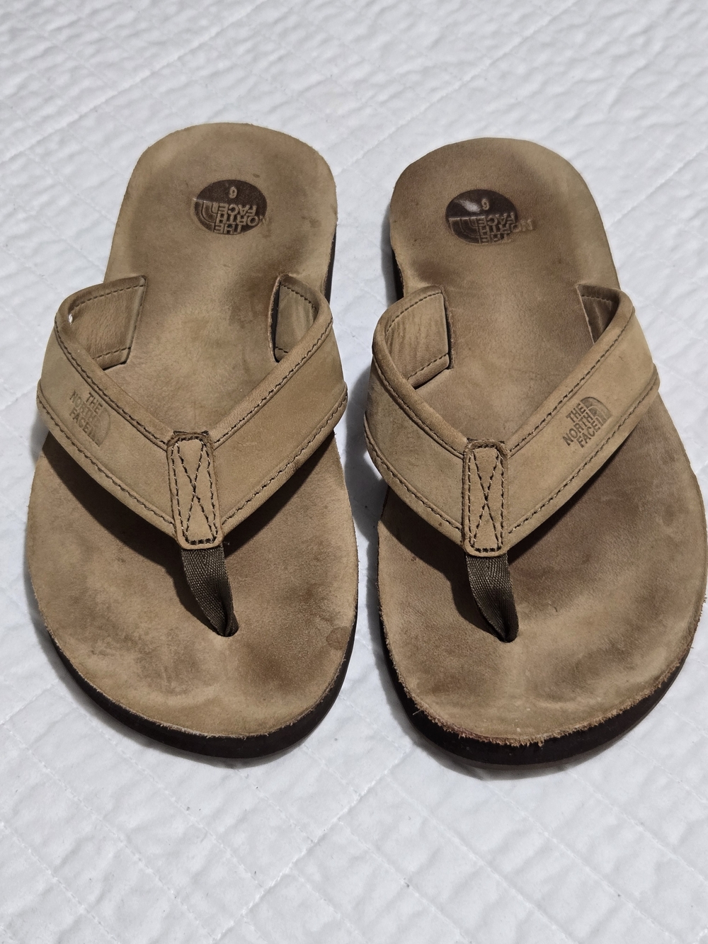 The North Face Women Tan Suede Flip Flops